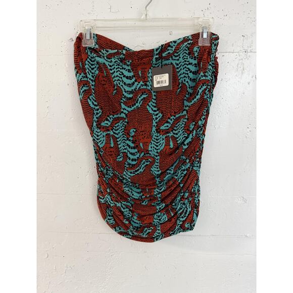 Kelly Wearstler Skirt Womens Large Tigress Crouching Tiger Jersey Ruched New - Picture 1 of 6